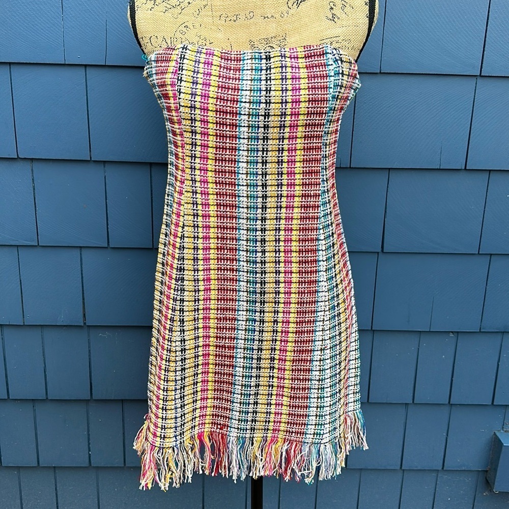 💛❤️💙House of Harlow dress large strapless red blue cotton